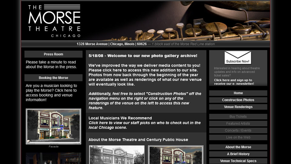 Morse Theatre Fixed Page Drupal Site
